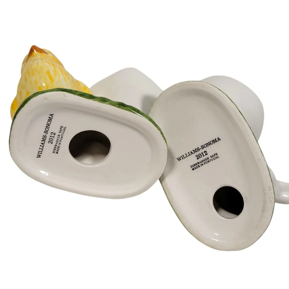 Williams Sonoma Chick & Bunny Egg Cups‎ 2 Pc Set Ceramic Easter Spring Portugal